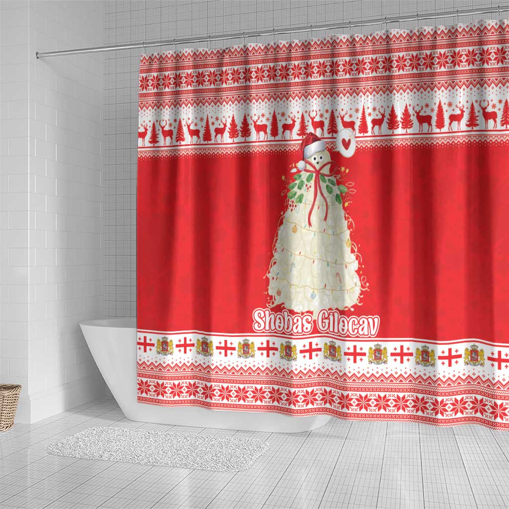 Georgia Christmas Chichilaki Shower Curtain Celebrate Georgian Tradition - Wonder Print Shop