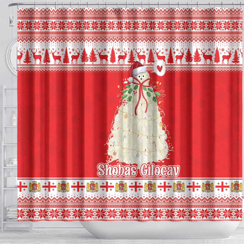 Georgia Christmas Chichilaki Shower Curtain Celebrate Georgian Tradition - Wonder Print Shop