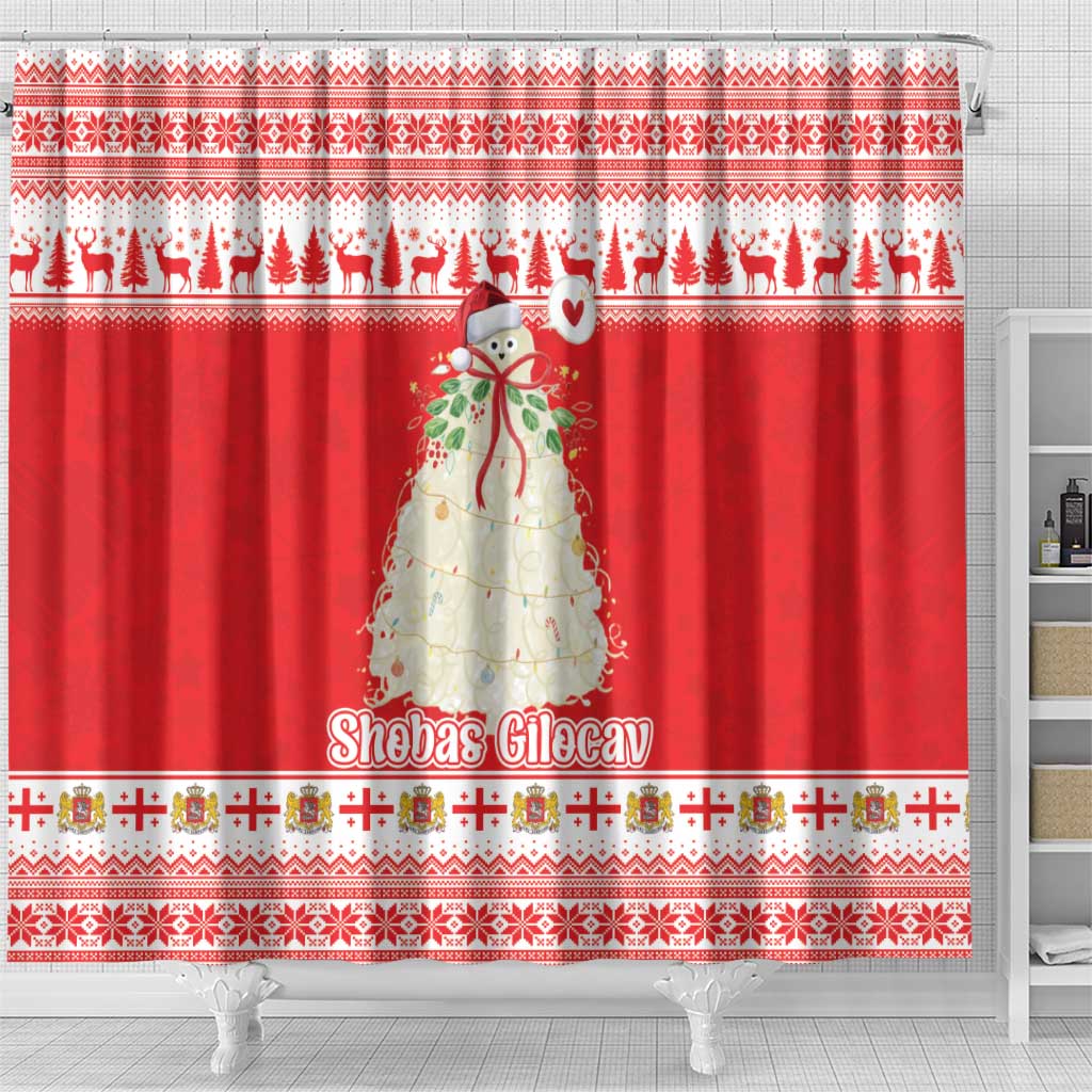 Georgia Christmas Chichilaki Shower Curtain Celebrate Georgian Tradition - Wonder Print Shop