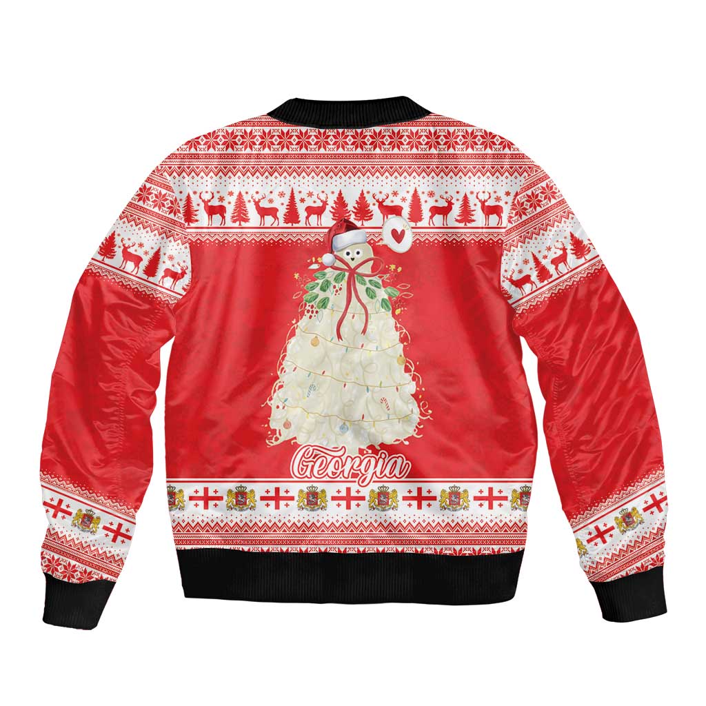 Georgia Christmas Chichilaki Sleeve Zip Bomber Jacket Celebrate Georgian Tradition - Wonder Print Shop