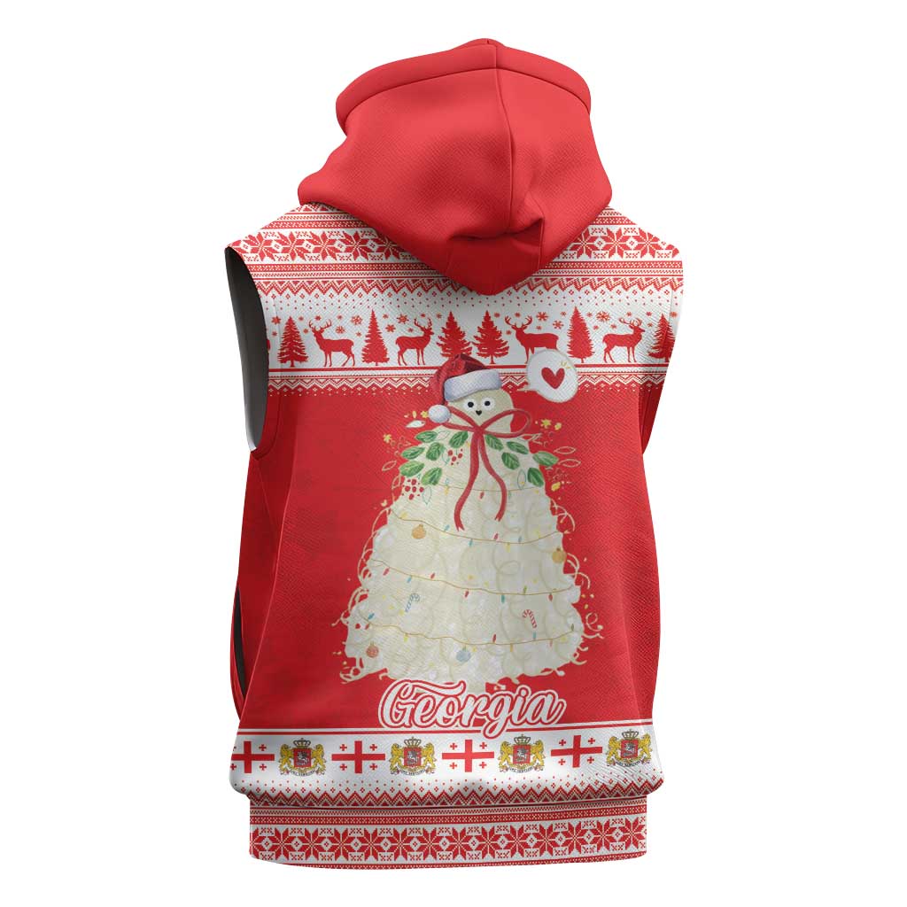 Georgia Christmas Chichilaki Sleeveless Hoodie Celebrate Georgian Tradition - Wonder Print Shop