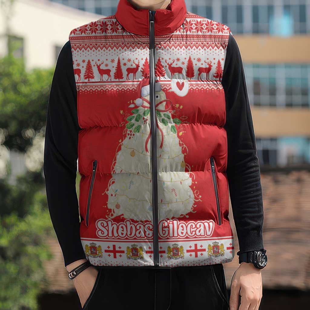 Georgia Christmas Chichilaki Sleeveless Puffer Jacket Celebrate Georgian Tradition - Wonder Print Shop
