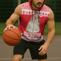 Georgia Christmas Chichilaki Sleeveless Zip Hoodie Celebrate Georgian Tradition - Wonder Print Shop