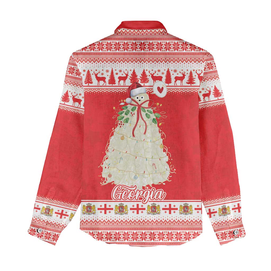 Georgia Christmas Chichilaki Women Casual Shirt Celebrate Georgian Tradition - Wonder Print Shop
