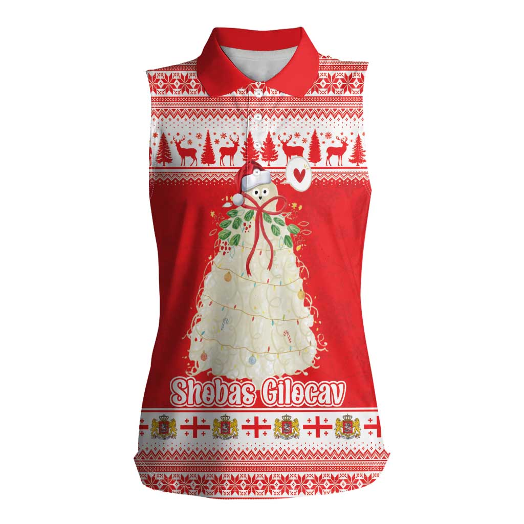 Georgia Christmas Chichilaki Women Sleeveless Polo Shirt Celebrate Georgian Tradition - Wonder Print Shop
