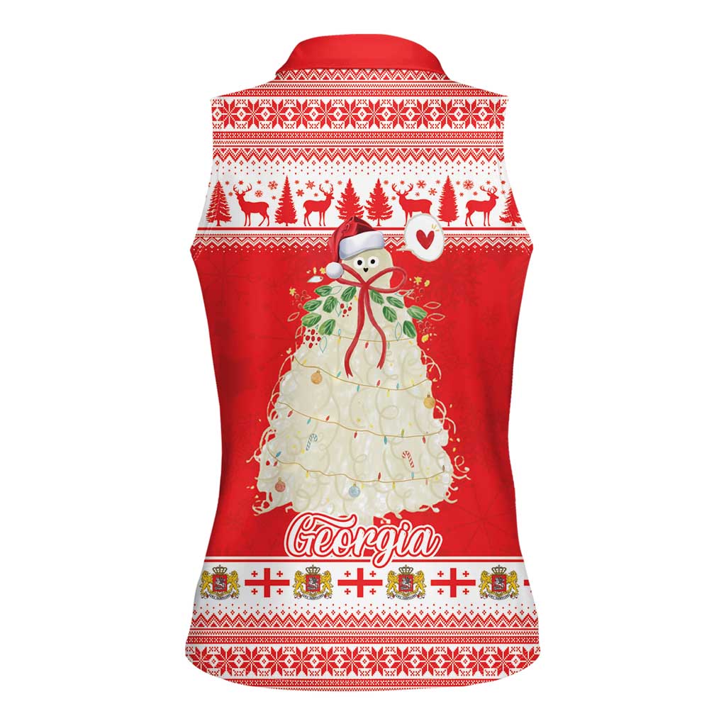 Georgia Christmas Chichilaki Women Sleeveless Polo Shirt Celebrate Georgian Tradition - Wonder Print Shop