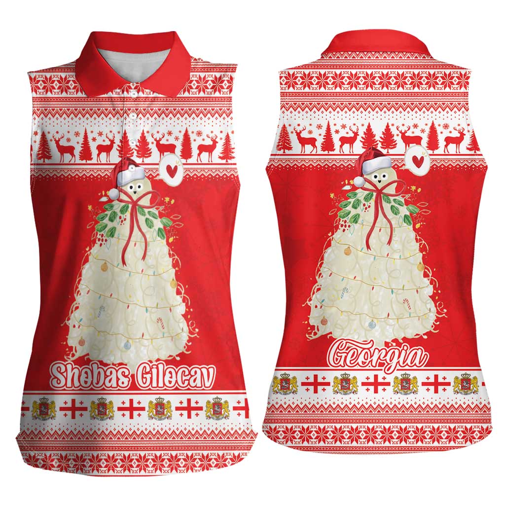 Georgia Christmas Chichilaki Women Sleeveless Polo Shirt Celebrate Georgian Tradition - Wonder Print Shop