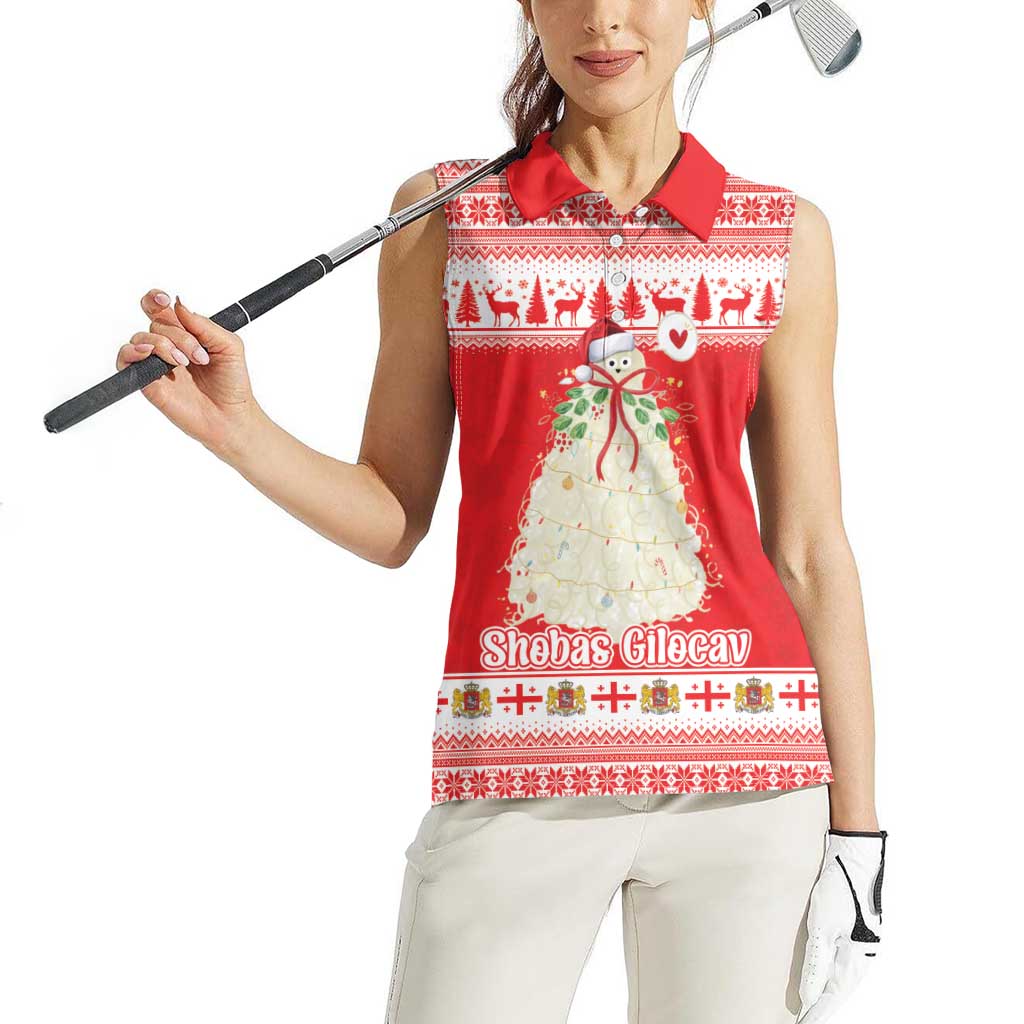 Georgia Christmas Chichilaki Women Sleeveless Polo Shirt Celebrate Georgian Tradition - Wonder Print Shop