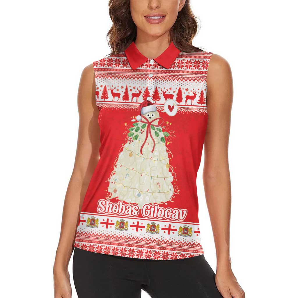 Georgia Christmas Chichilaki Women Sleeveless Polo Shirt Celebrate Georgian Tradition - Wonder Print Shop
