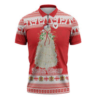 Georgia Christmas Chichilaki Zipper Polo Shirt Celebrate Georgian Tradition - Wonder Print Shop