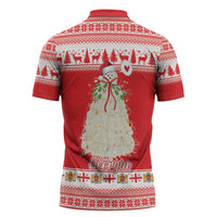 Georgia Christmas Chichilaki Zipper Polo Shirt Celebrate Georgian Tradition - Wonder Print Shop