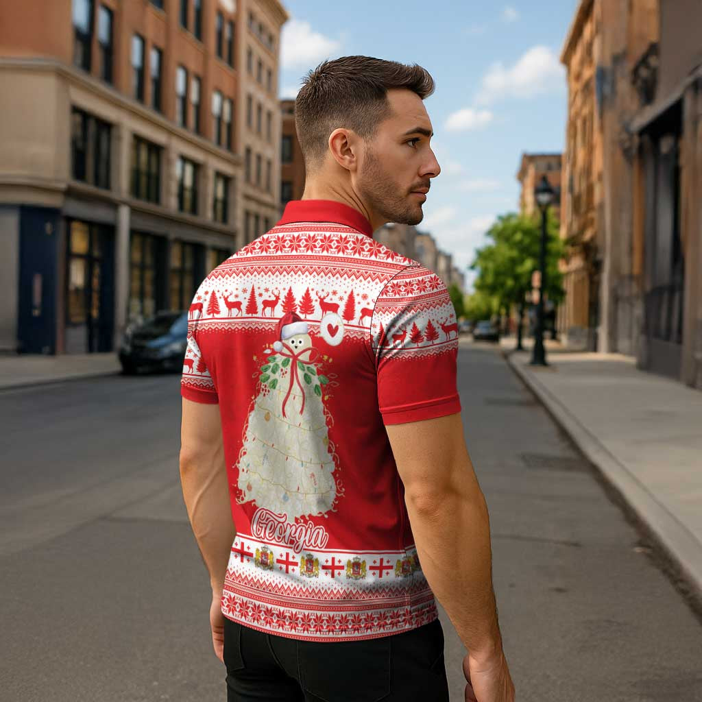 Georgia Christmas Chichilaki Zipper Polo Shirt Celebrate Georgian Tradition - Wonder Print Shop