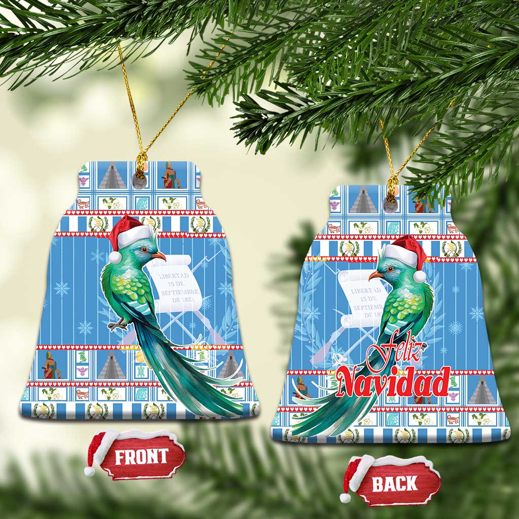Guatemala Christmas Ceramic Ornament Resplendent Queztal Libre Crezca Fecundo - Wonder Print Shop