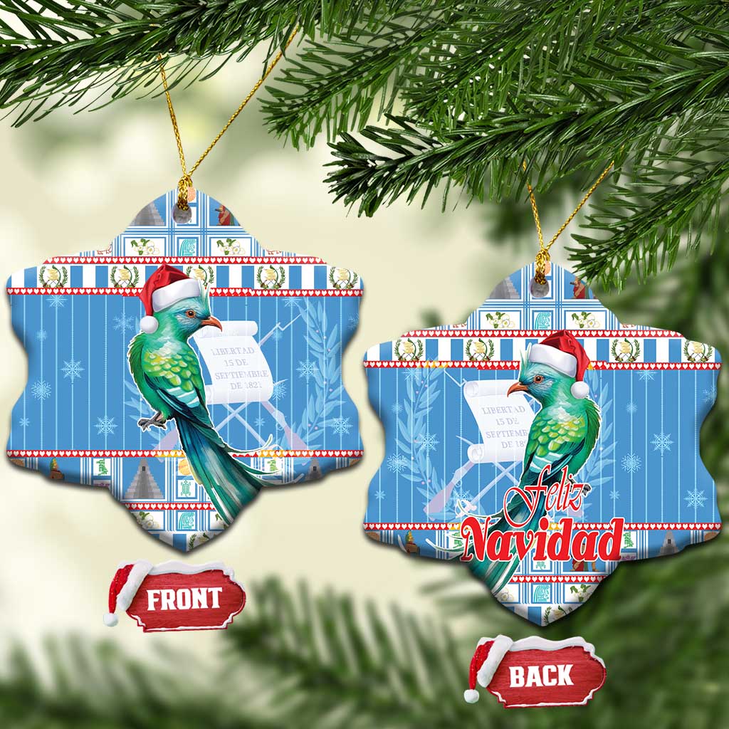 Guatemala Christmas Ceramic Ornament Resplendent Queztal Libre Crezca Fecundo - Wonder Print Shop