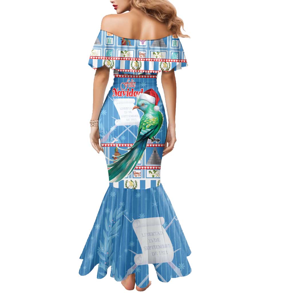 Guatemala Christmas Family Matching Mermaid Dress and Hawaiian Shirt Resplendent Queztal Libre Crezca Fecundo - Wonder Print Shop
