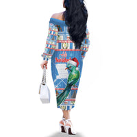 Guatemala Christmas Family Matching Off The Shoulder Long Sleeve Dress and Hawaiian Shirt Resplendent Queztal Libre Crezca Fecundo - Wonder Print Shop