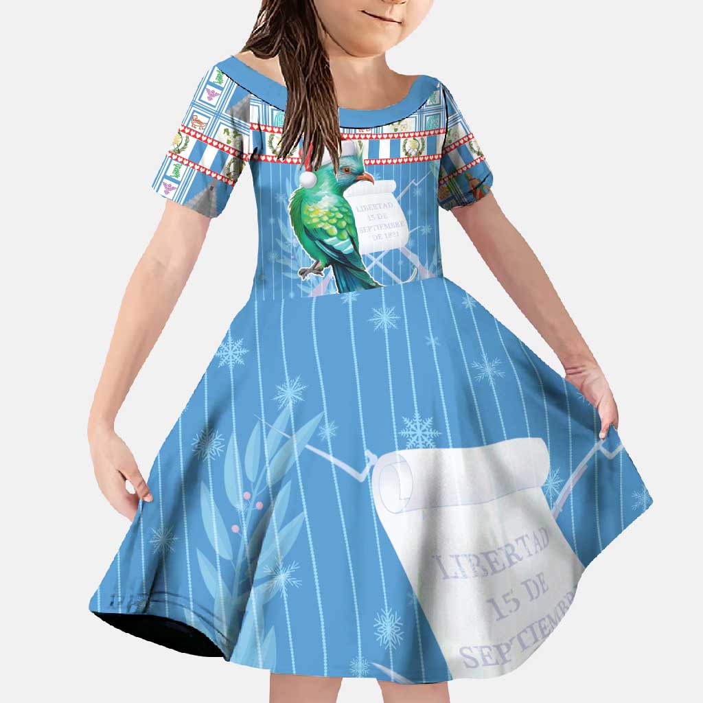 Guatemala Christmas Family Matching Summer Maxi Dress and Hawaiian Shirt Resplendent Queztal Libre Crezca Fecundo - Wonder Print Shop