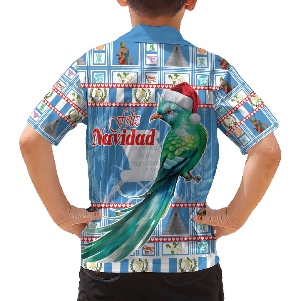 Guatemala Christmas Kid Hawaiian Shirt Resplendent Queztal Libre Crezca Fecundo - Wonder Print Shop