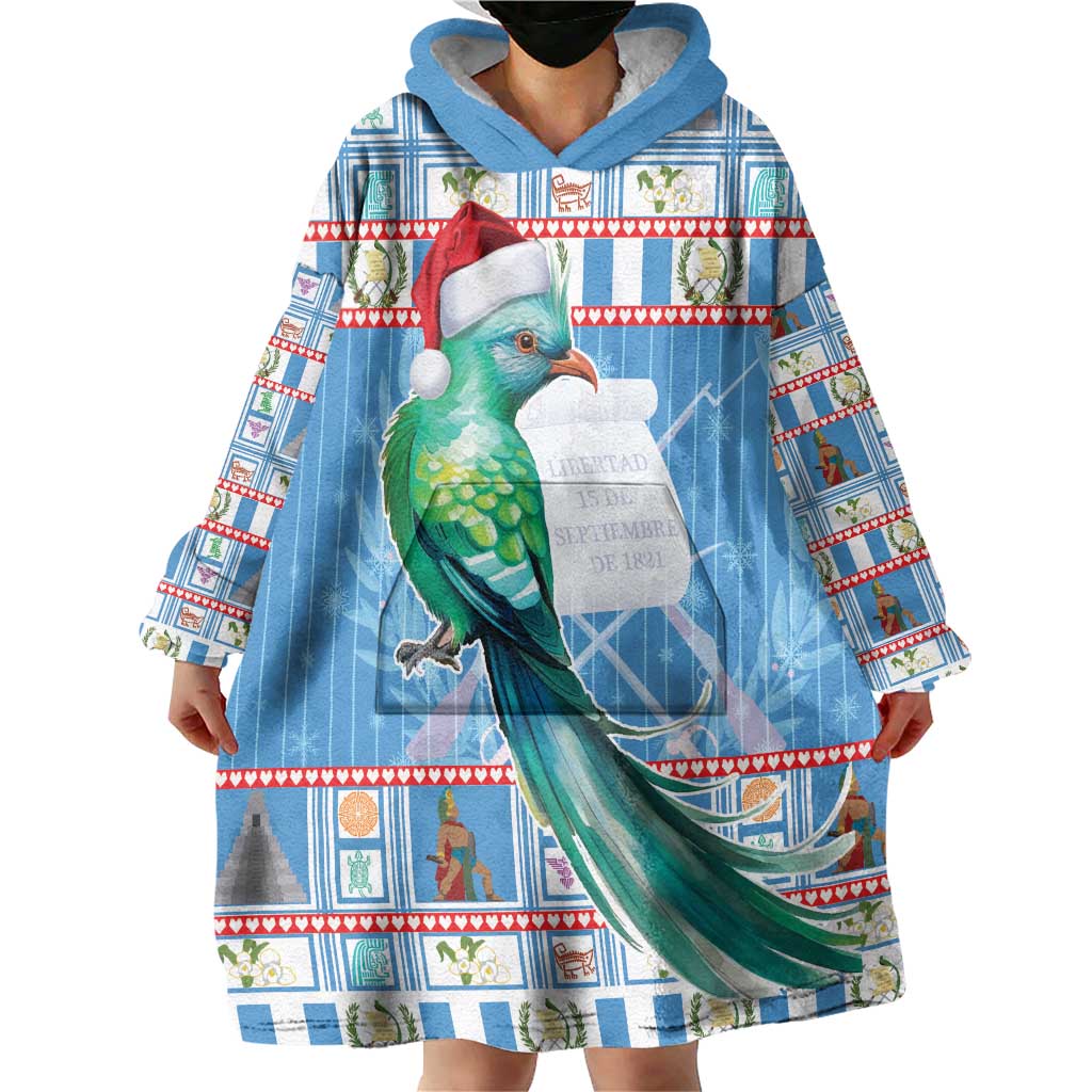 Guatemala Christmas Wearable Blanket Hoodie Resplendent Queztal Libre Crezca Fecundo - Wonder Print Shop