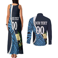 Custom Guatemala Football Couples Matching Tank Maxi Dress and Long Sleeve Button Shirt Los Chapines Go Champion - Wonder Print Shop