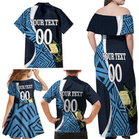 Custom Guatemala Football Family Matching Off Shoulder Maxi Dress and Hawaiian Shirt Los Chapines Go Champion - Wonder Print Shop