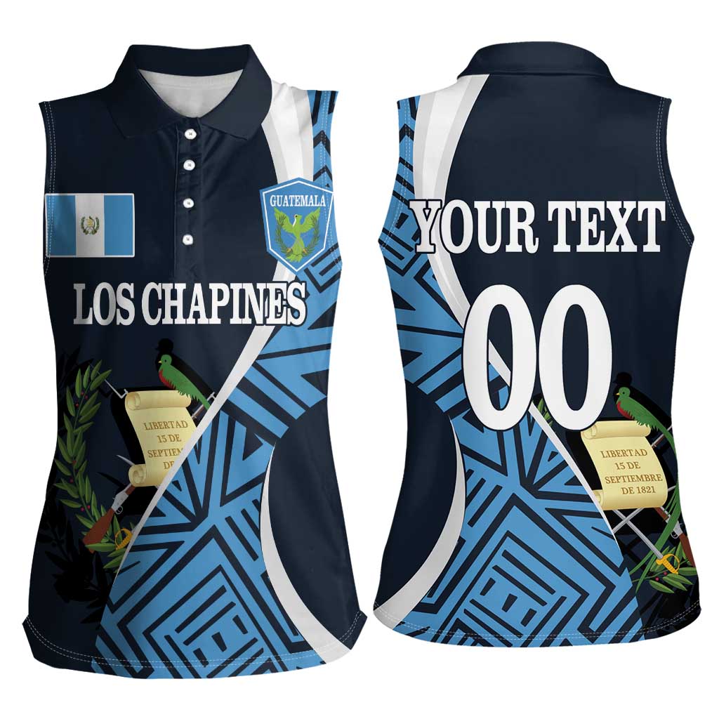 Custom Guatemala Football Women Sleeveless Polo Shirt Los Chapines Go Champion - Wonder Print Shop