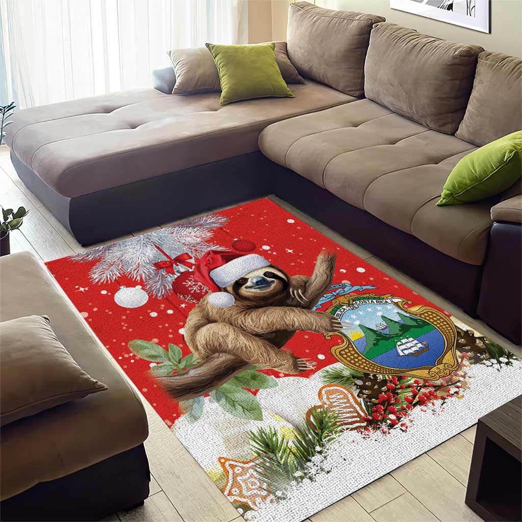 Christmas Costa Rica Area Rug A Cheerful Sloth Wearing a Santa Hat - Wonder Print Shop