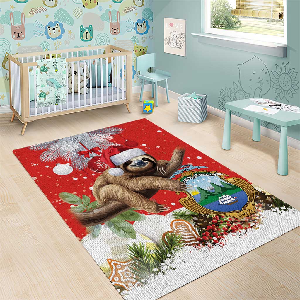 Christmas Costa Rica Area Rug A Cheerful Sloth Wearing a Santa Hat - Wonder Print Shop