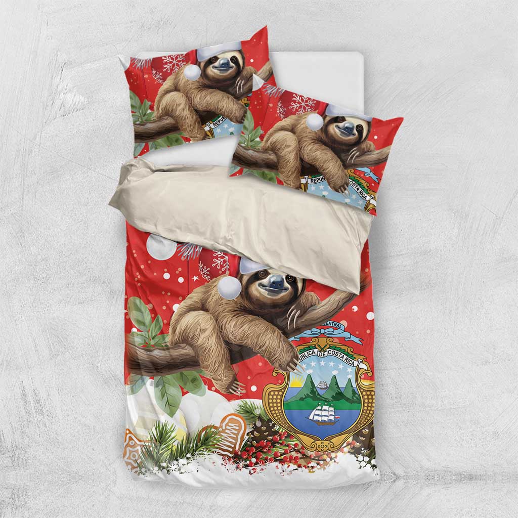 Christmas Costa Rica Bedding Set A Cheerful Sloth Wearing a Santa Hat - Wonder Print Shop