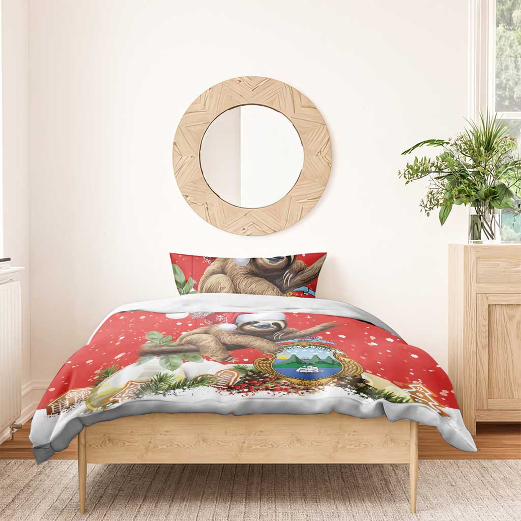 Christmas Costa Rica Bedding Set A Cheerful Sloth Wearing a Santa Hat - Wonder Print Shop