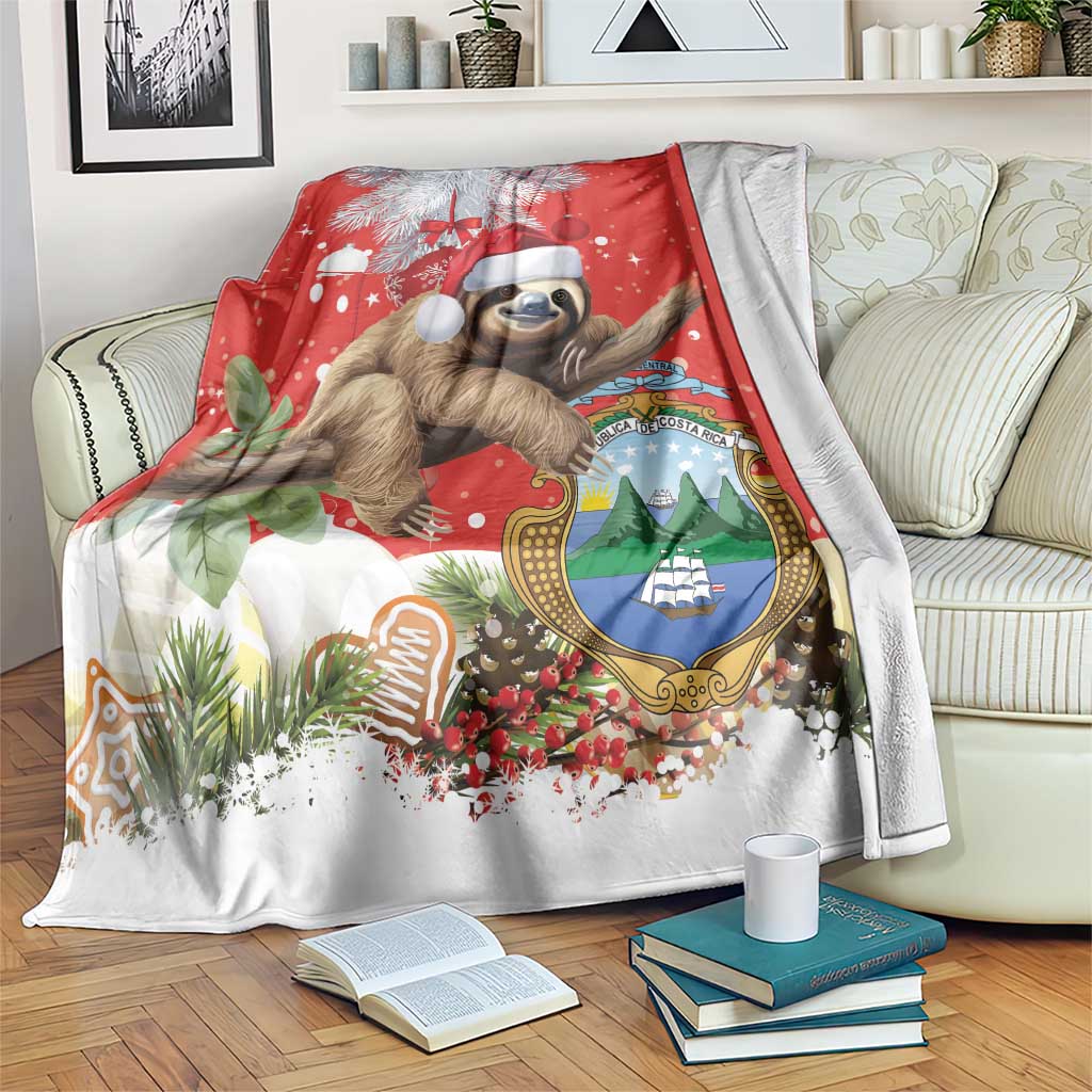 Christmas Costa Rica Blanket A Cheerful Sloth Wearing a Santa Hat