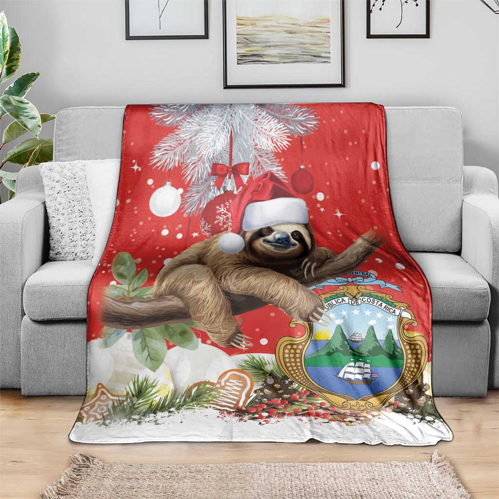 Christmas Costa Rica Blanket A Cheerful Sloth Wearing a Santa Hat