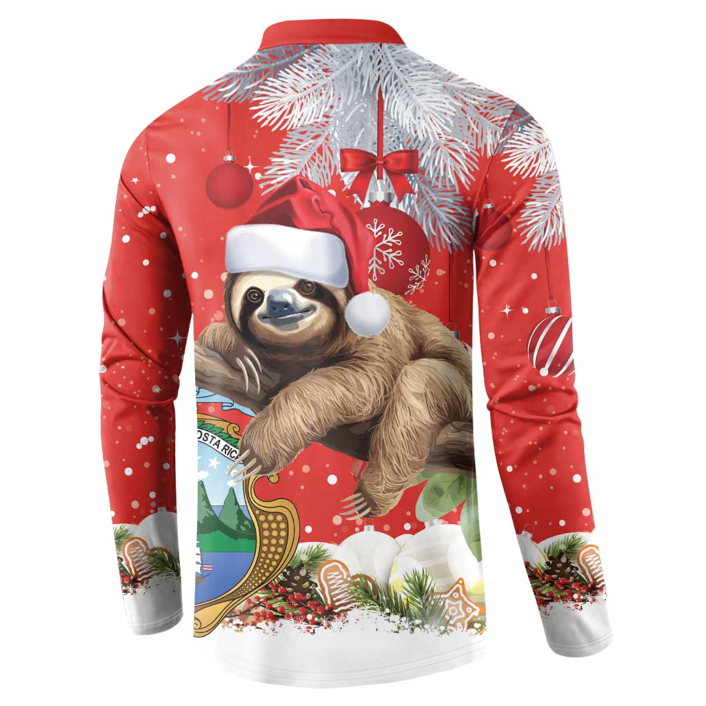Christmas Costa Rica Button Sweatshirt A Cheerful Sloth Wearing a Santa Hat - Wonder Print Shop