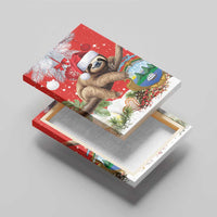Christmas Costa Rica Canvas Wall Art A Cheerful Sloth Wearing a Santa Hat - Wonder Print Shop