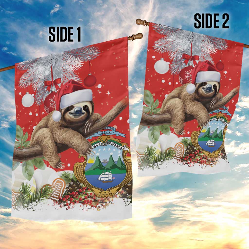 Christmas Costa Rica Garden Flag A Cheerful Sloth Wearing a Santa Hat - Wonder Print Shop