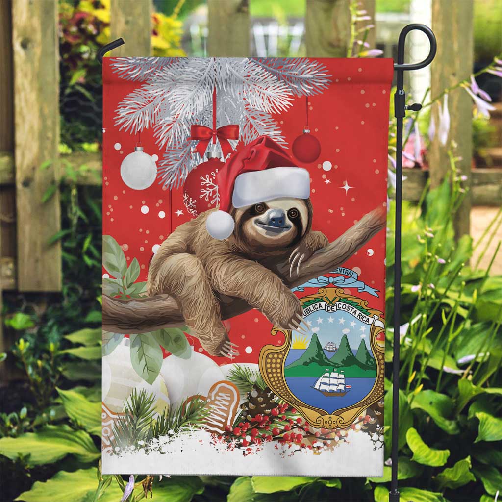Christmas Costa Rica Garden Flag A Cheerful Sloth Wearing a Santa Hat - Wonder Print Shop