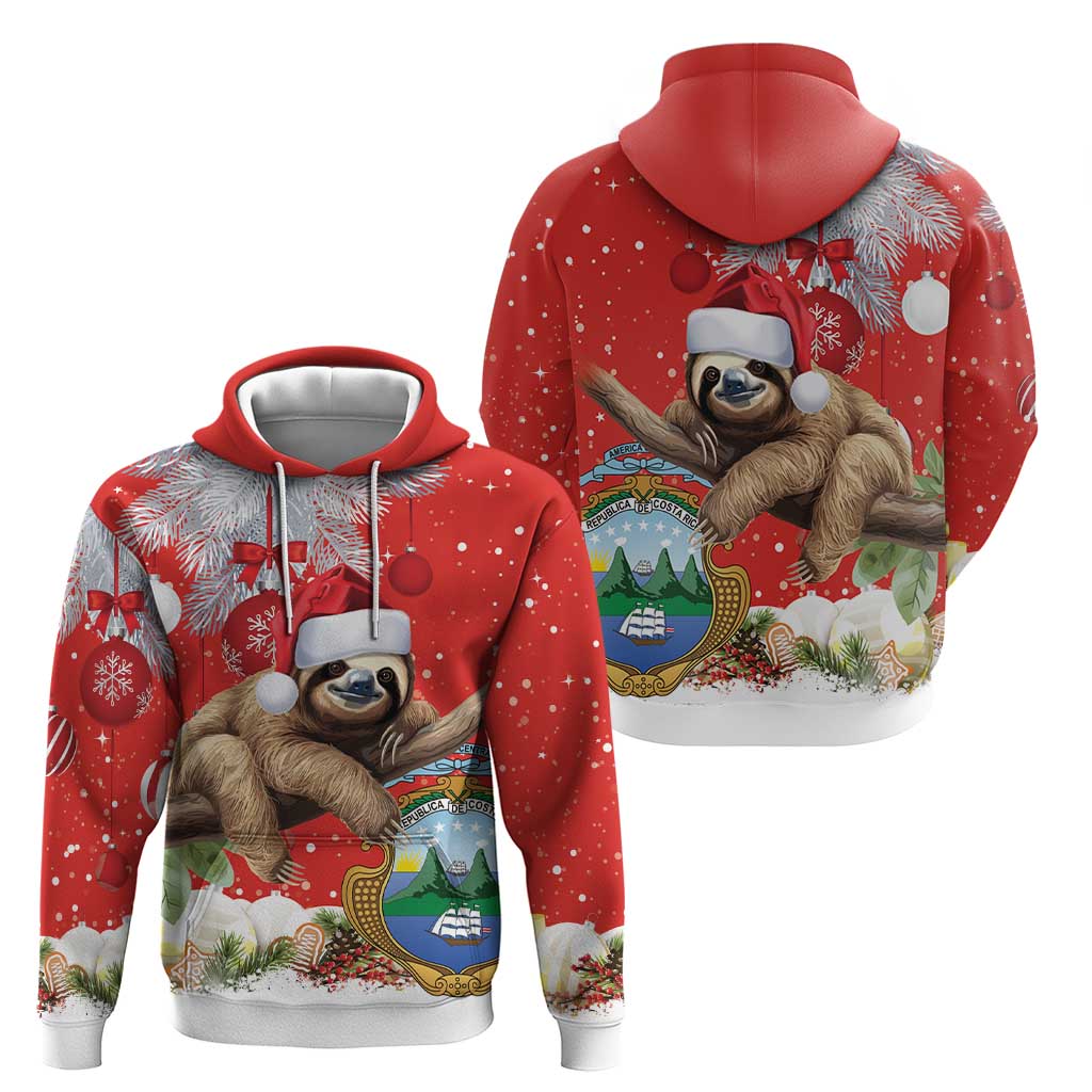 Christmas Costa Rica Hoodie A Cheerful Sloth Wearing a Santa Hat - Wonder Print Shop