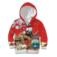 Christmas Costa Rica Kid Hoodie A Cheerful Sloth Wearing a Santa Hat - Wonder Print Shop
