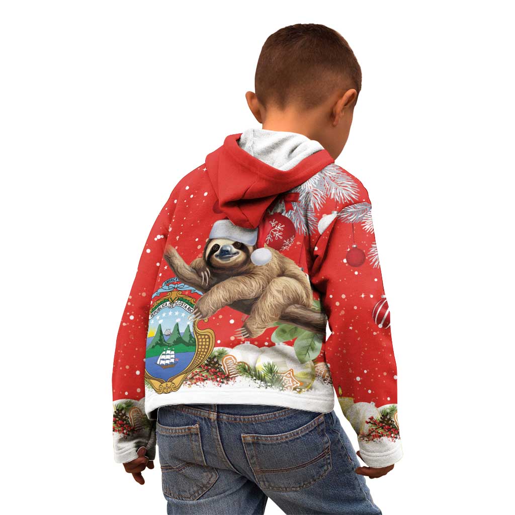 Christmas Costa Rica Kid Hoodie A Cheerful Sloth Wearing a Santa Hat - Wonder Print Shop