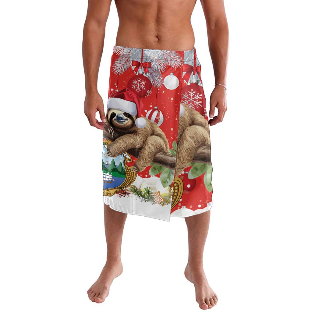 Christmas Costa Rica Lavalava A Cheerful Sloth Wearing a Santa Hat - Wonder Print Shop