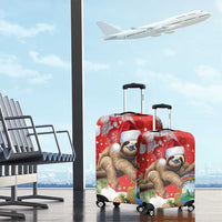 Christmas Costa Rica Luggage Cover A Cheerful Sloth Wearing a Santa Hat - Wonder Print Shop