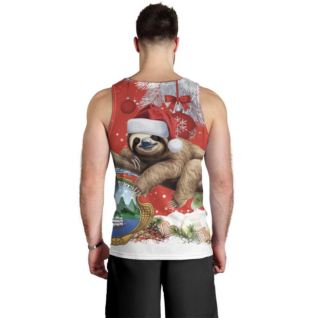 Christmas Costa Rica Men Tank Top A Cheerful Sloth Wearing a Santa Hat - Wonder Print Shop