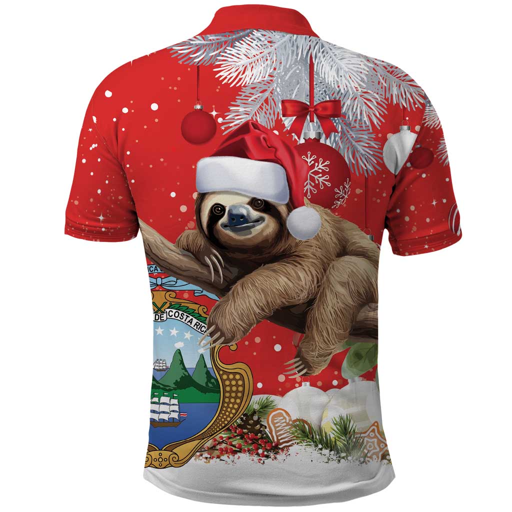 Christmas Costa Rica Polo Shirt A Cheerful Sloth Wearing a Santa Hat - Wonder Print Shop
