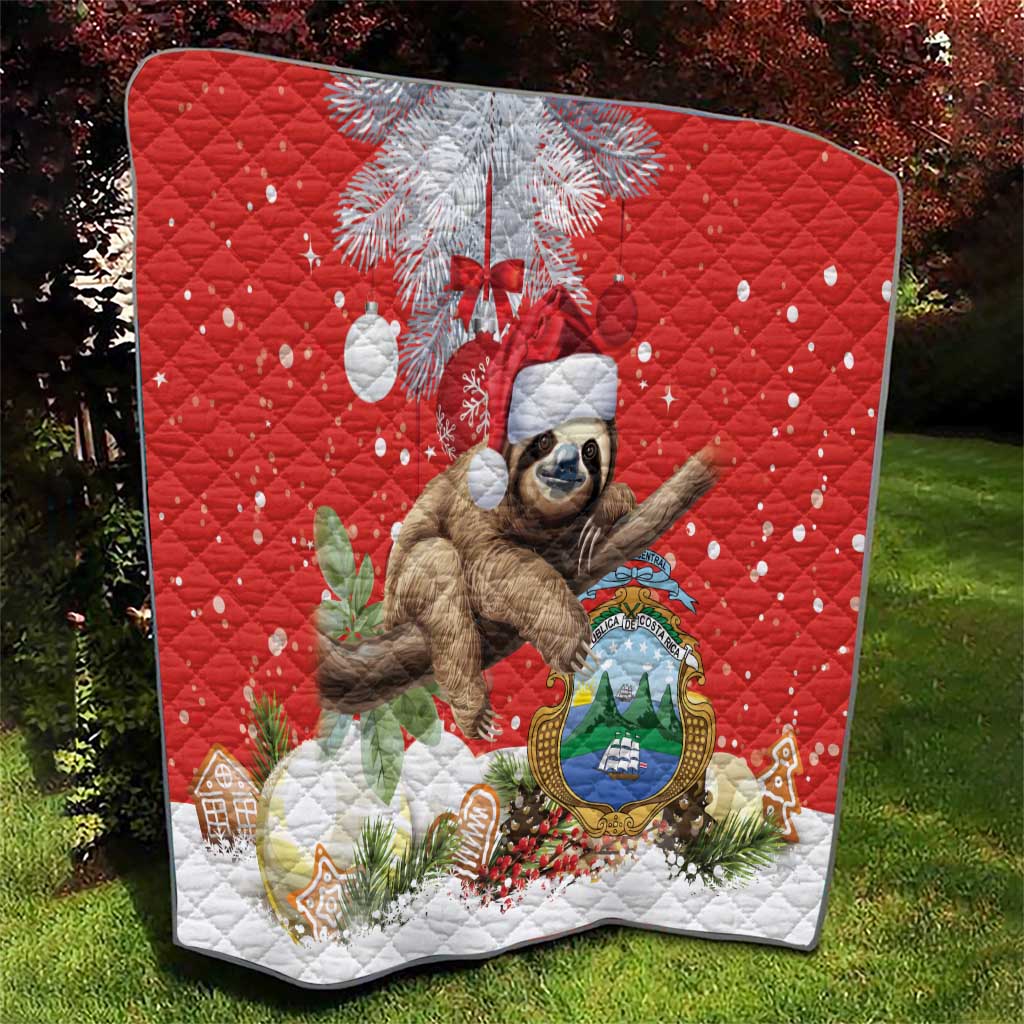 Christmas Costa Rica Quilt A Cheerful Sloth Wearing a Santa Hat - Wonder Print Shop