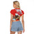 Christmas Costa Rica Raglan Cropped T Shirt A Cheerful Sloth Wearing a Santa Hat - Wonder Print Shop