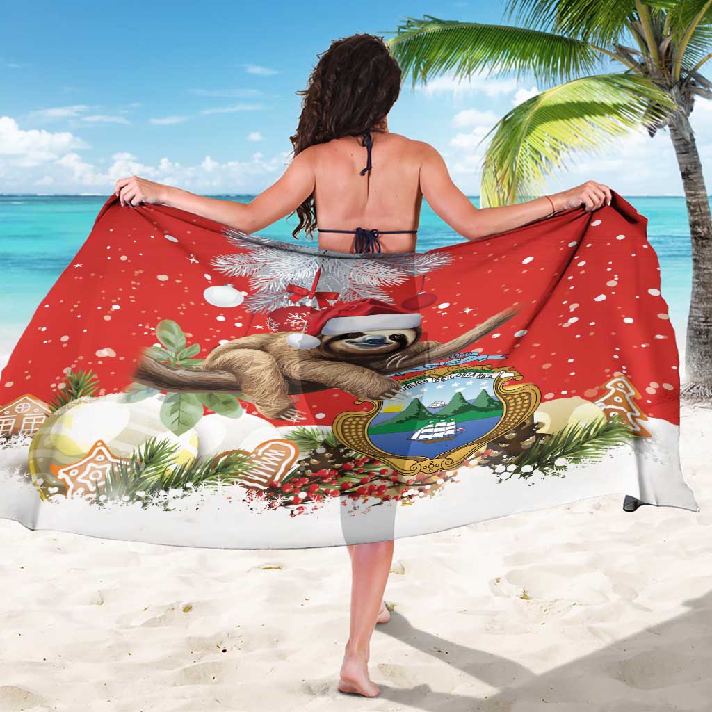 Christmas Costa Rica Sarong A Cheerful Sloth Wearing a Santa Hat - Wonder Print Shop