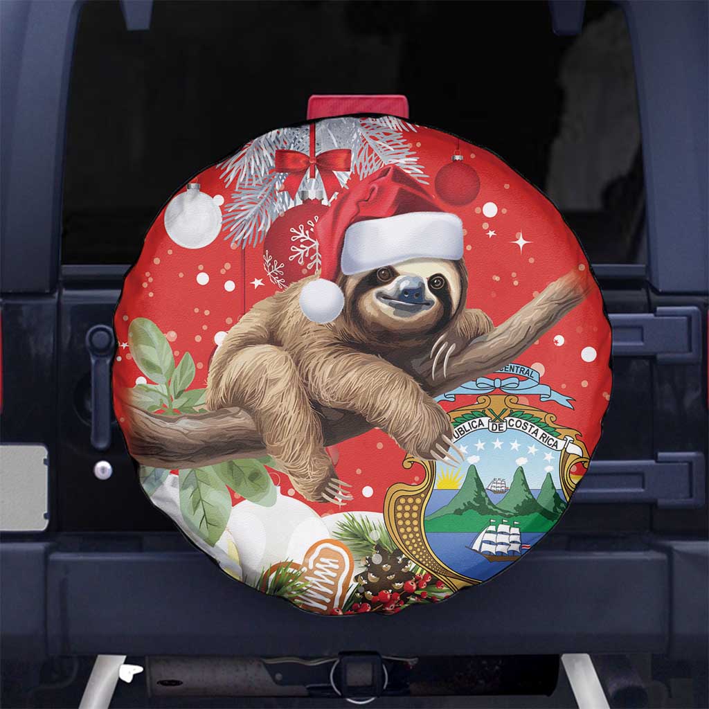 Christmas Costa Rica Spare Tire Cover A Cheerful Sloth Wearing a Santa Hat - Wonder Print Shop