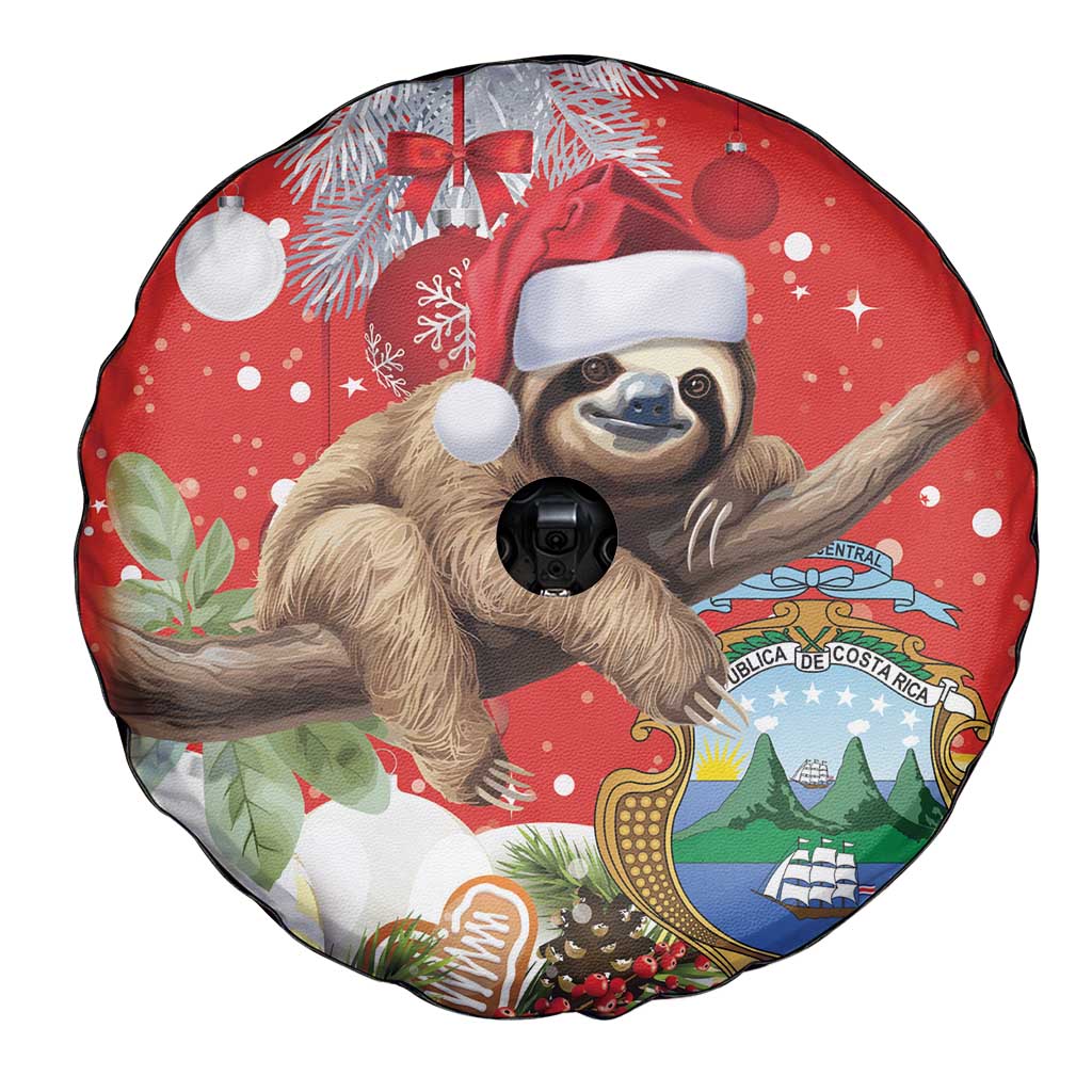 Christmas Costa Rica Spare Tire Cover A Cheerful Sloth Wearing a Santa Hat - Wonder Print Shop