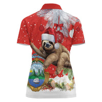 Christmas Costa Rica Women Polo Shirt A Cheerful Sloth Wearing a Santa Hat - Wonder Print Shop