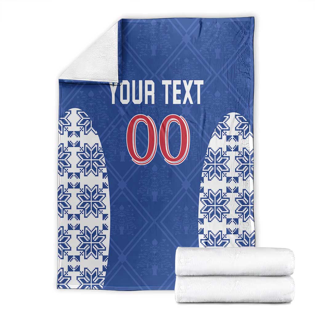 Custom Moldova Football Blanket Tricolorii Tree Of Life Blue Version